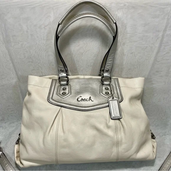 Coach Ashley Ivory Leather Shoulder/Crossbody Bag, - Picture 3 of 15